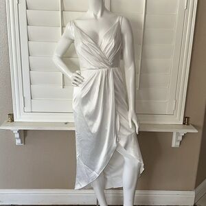 DB STUDIO hand-pleated spaghetti strap charmeuse slip dress